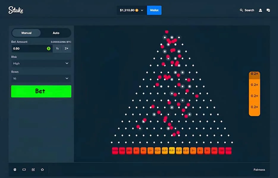 Внешний вид и функции игры Plinko